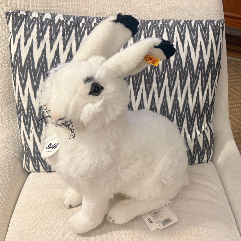 Vintage Steiff Original White Plush Bunny 15” high x 12" long